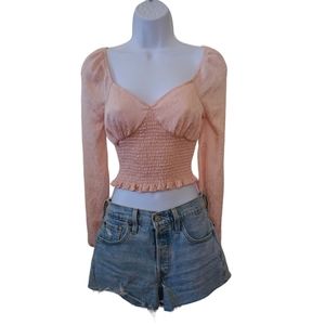 Leith Peach Jaquard Blouse Size XXS